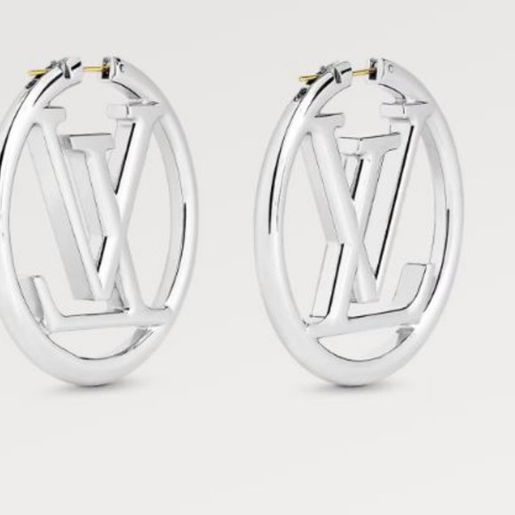 SOLD OUT!! RARE NWT Silver Palladium Louis Vuitton LV Louise Hoop GM Earrings - Picture 1 of 6